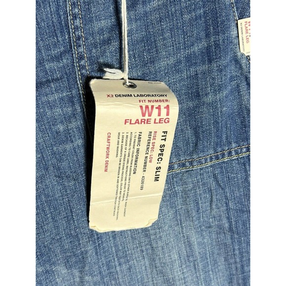 Express X2 Slim Fit W11 Flare Leg Jeans Womens Size 6 Blue Denim Patch Pocket - Picture 4 of 14